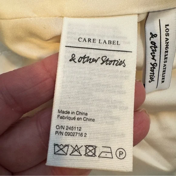 & Other Stories Cream Wool Blend Belted Balloon Sleeve Coat - Picture 7 of 11